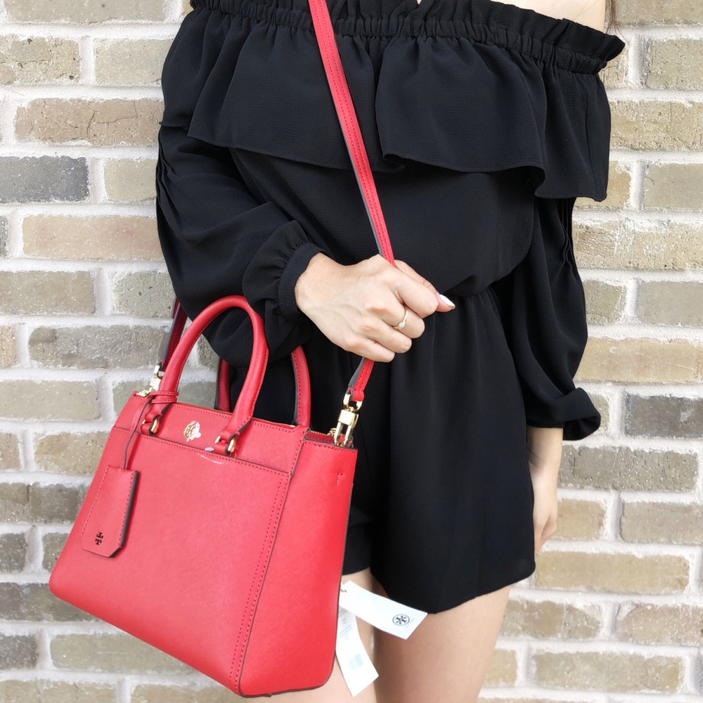 SALE‼️‼️👜💕NWT Tory Burch Double Zip Tote Poppy - Picture 7 of 8